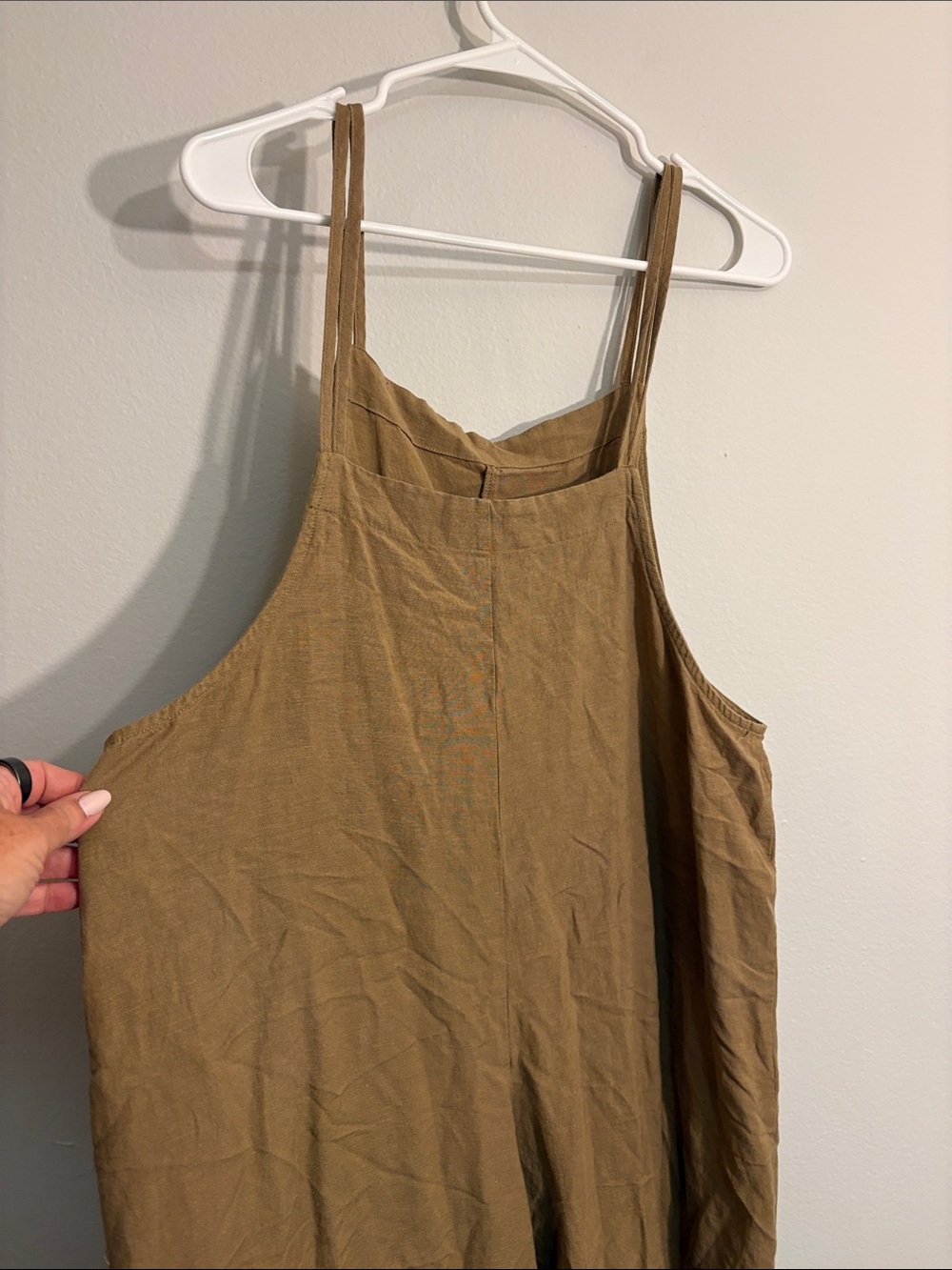 Slouchy Boho Linen Jumpsuit Brown, Medium - Picture 7 of 10